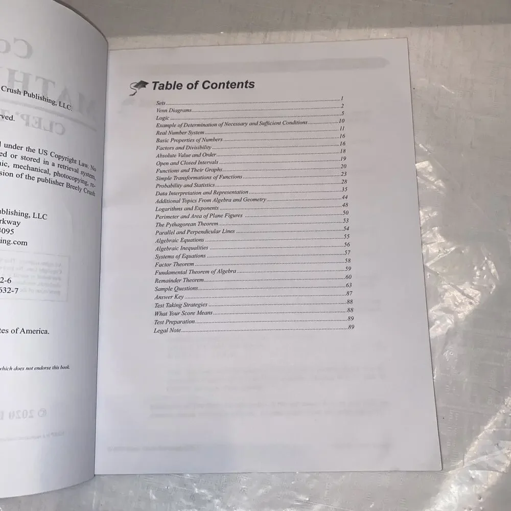 College Mathematics CLEP Test Study Guide by Passyourclass (2020, Trade...